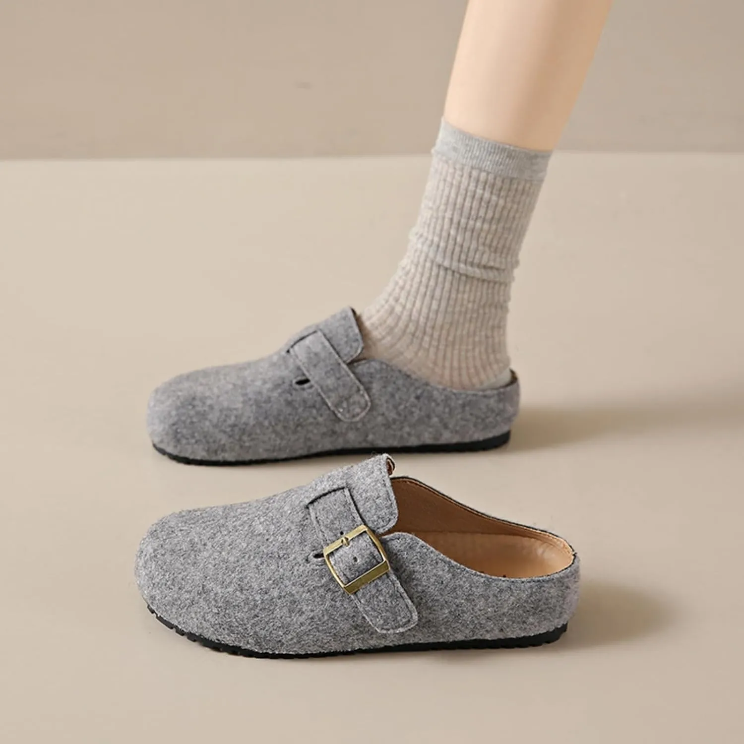 Womens Clogs - Full Grain Genuine Leather Memory Foam Slippers for Women Arch Support Womens Slippers - Non Slip Clogs for Women Cork Footbed - Women's Mules