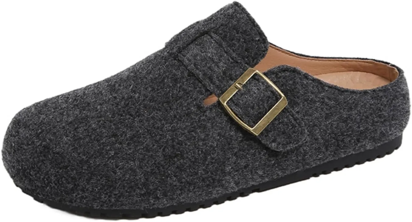 Womens Clogs - Full Grain Genuine Leather Memory Foam Slippers for Women Arch Support Womens Slippers - Non Slip Clogs for Women Cork Footbed - Women's Mules