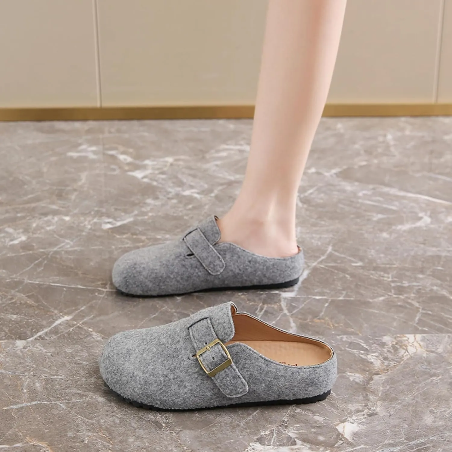 Womens Clogs - Full Grain Genuine Leather Memory Foam Slippers for Women Arch Support Womens Slippers - Non Slip Clogs for Women Cork Footbed - Women's Mules