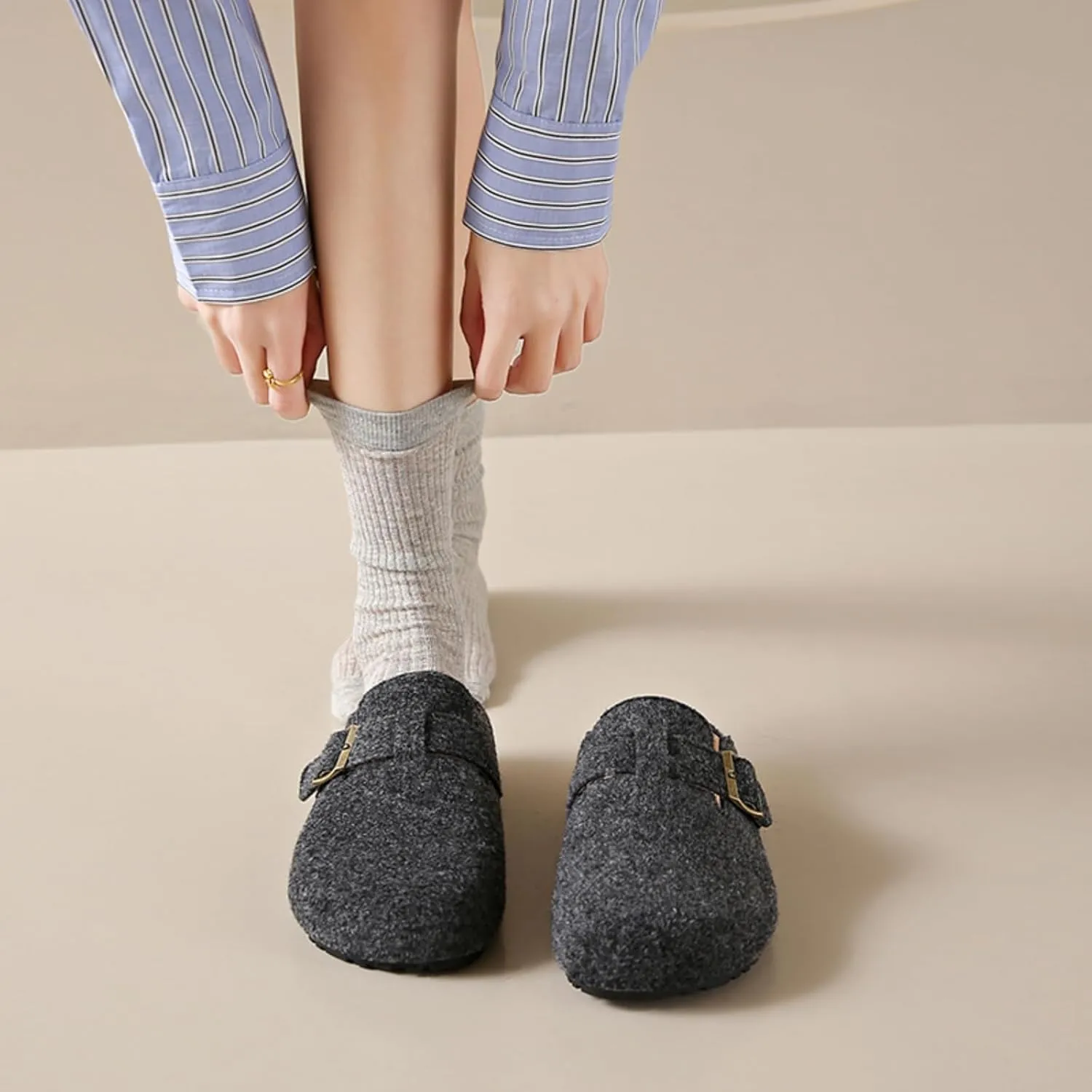 Womens Clogs - Full Grain Genuine Leather Memory Foam Slippers for Women Arch Support Womens Slippers - Non Slip Clogs for Women Cork Footbed - Women's Mules