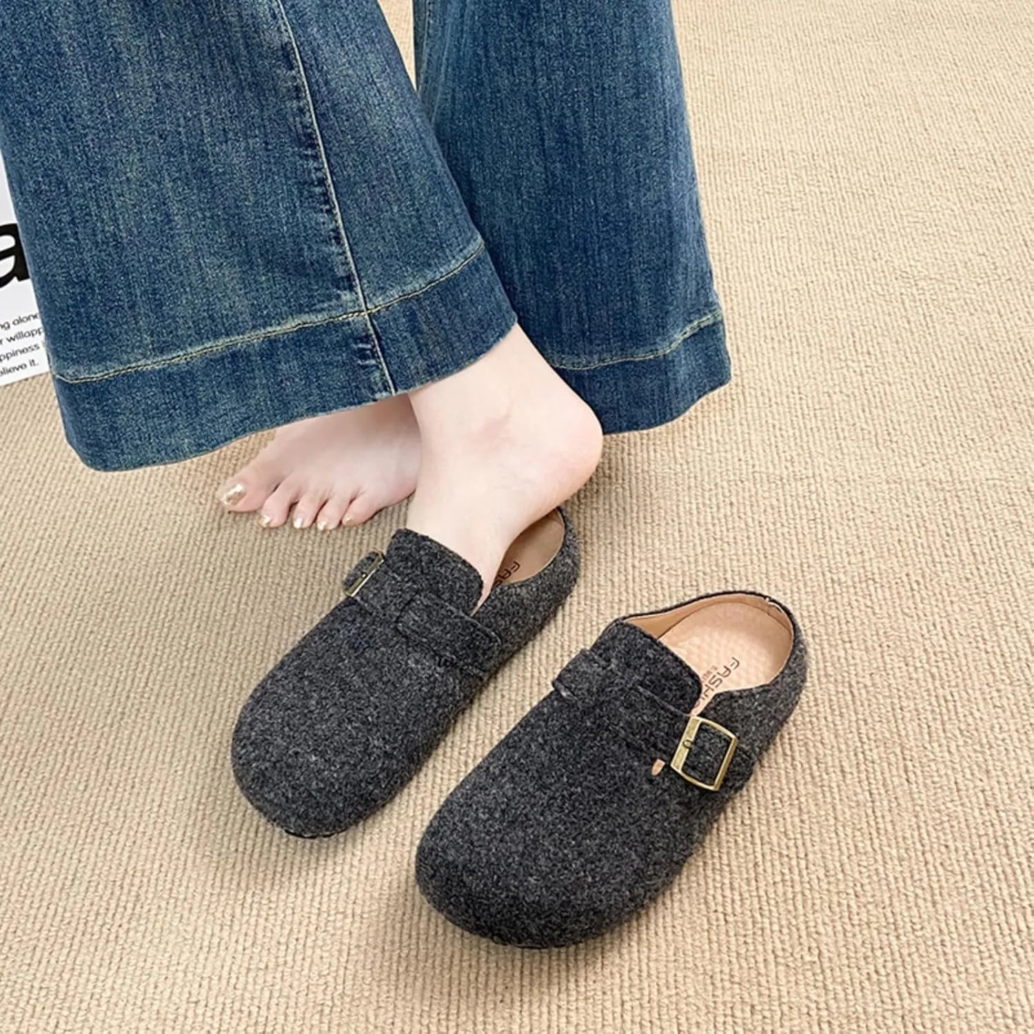 Womens Clogs - Full Grain Genuine Leather Memory Foam Slippers for Women Arch Support Womens Slippers - Non Slip Clogs for Women Cork Footbed - Women's Mules