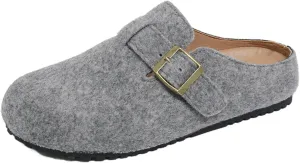 Womens Clogs - Full Grain Genuine Leather Memory Foam Slippers for Women Arch Support Womens Slippers - Non Slip Clogs for Women Cork Footbed - Women's Mules