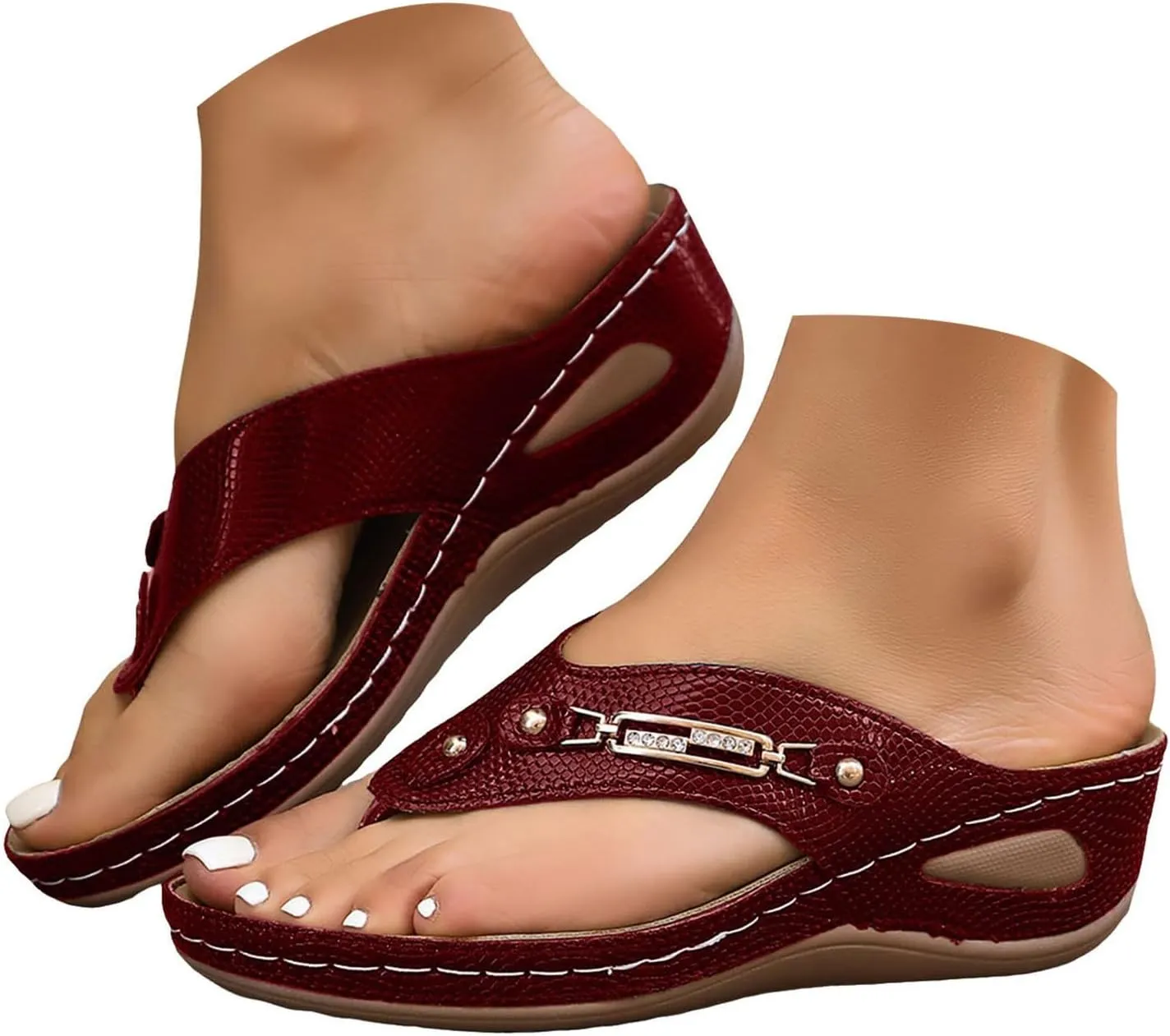 Womens Fashion Mesh Breathable Sandals Chain Clip Toe Orthopedic Sandals Women Summer Dressy Comfortable Beach Slides