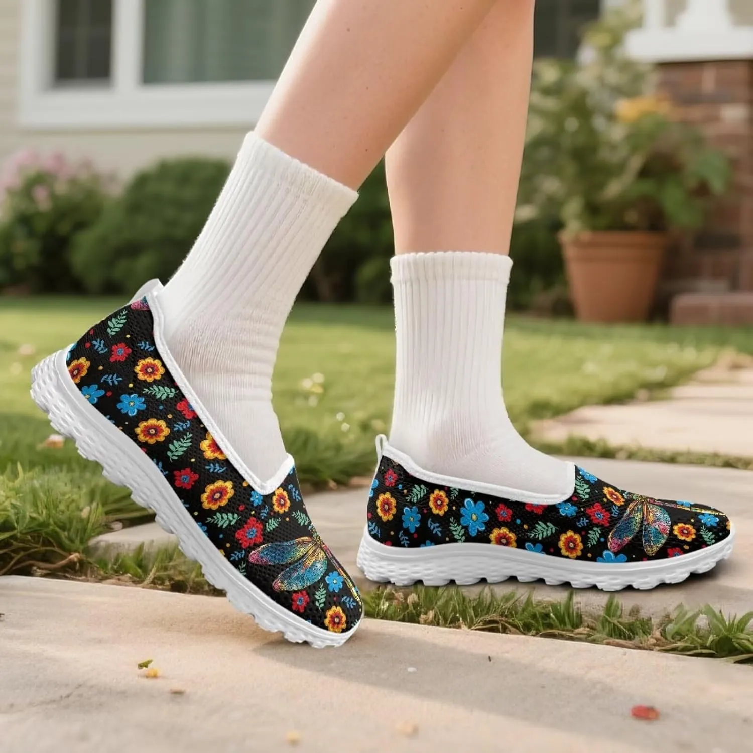 Women's Flat Shoes Slip on Walking Sneakers for Women Comfortable Dress Ballet Flats Soft Travel Art Loafers