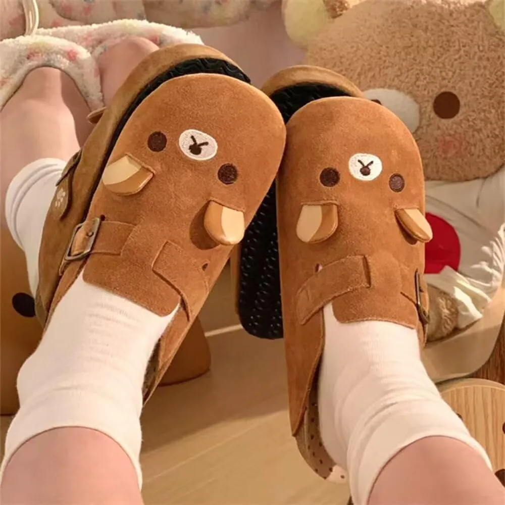 Women's Genuine Suede & Leather Mule Slippers Slip On Buckle Clogs with Soft Natural Rubber Cork Footbed Comfort Arch Support Potato Shoes for Women