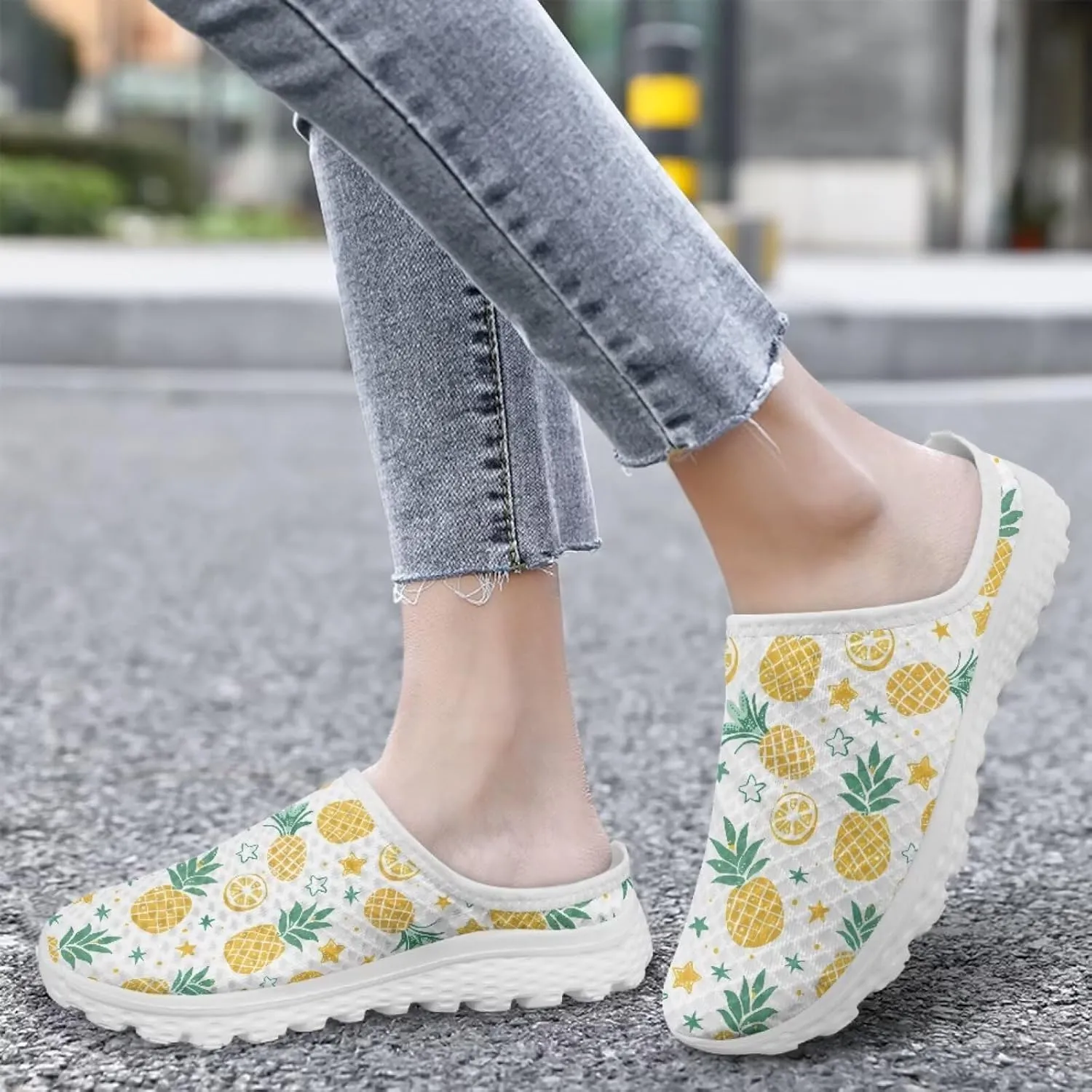 Women's Half Shoes Mules Slip On Sneakers Fashion Comfortable Casual Slippers Walking Vacation Shoes