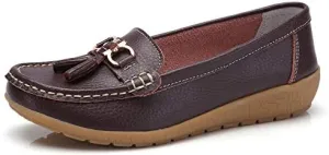 Women's Low Wedge Loafers, Lightweight Anti-Slip Slip On Shoes, Solid Color Soft-Sole Flats