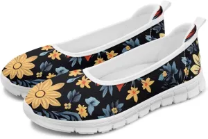Women's Mesh Flats Shoes Breathable Slip on Shoes Casual Flats Comfortable Walking Shoes White Sole