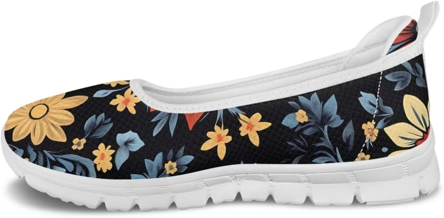 Women's Mesh Flats Shoes Breathable Slip on Shoes Casual Flats Comfortable Walking Shoes White Sole