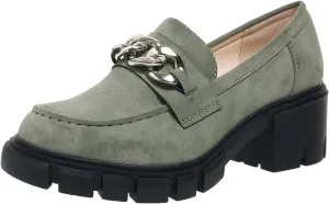 Women's Platform Loafers Slip On with Chain Comfort Chunky Casual Business Work Shoes Loafers Slip on Round Toe