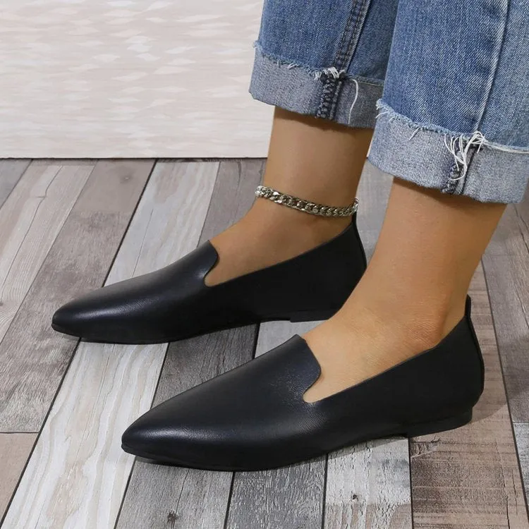 Women’s Pointed-Toe Flats – Slip-On Loafer Style – Soft Flexible Upper – Minimal Design