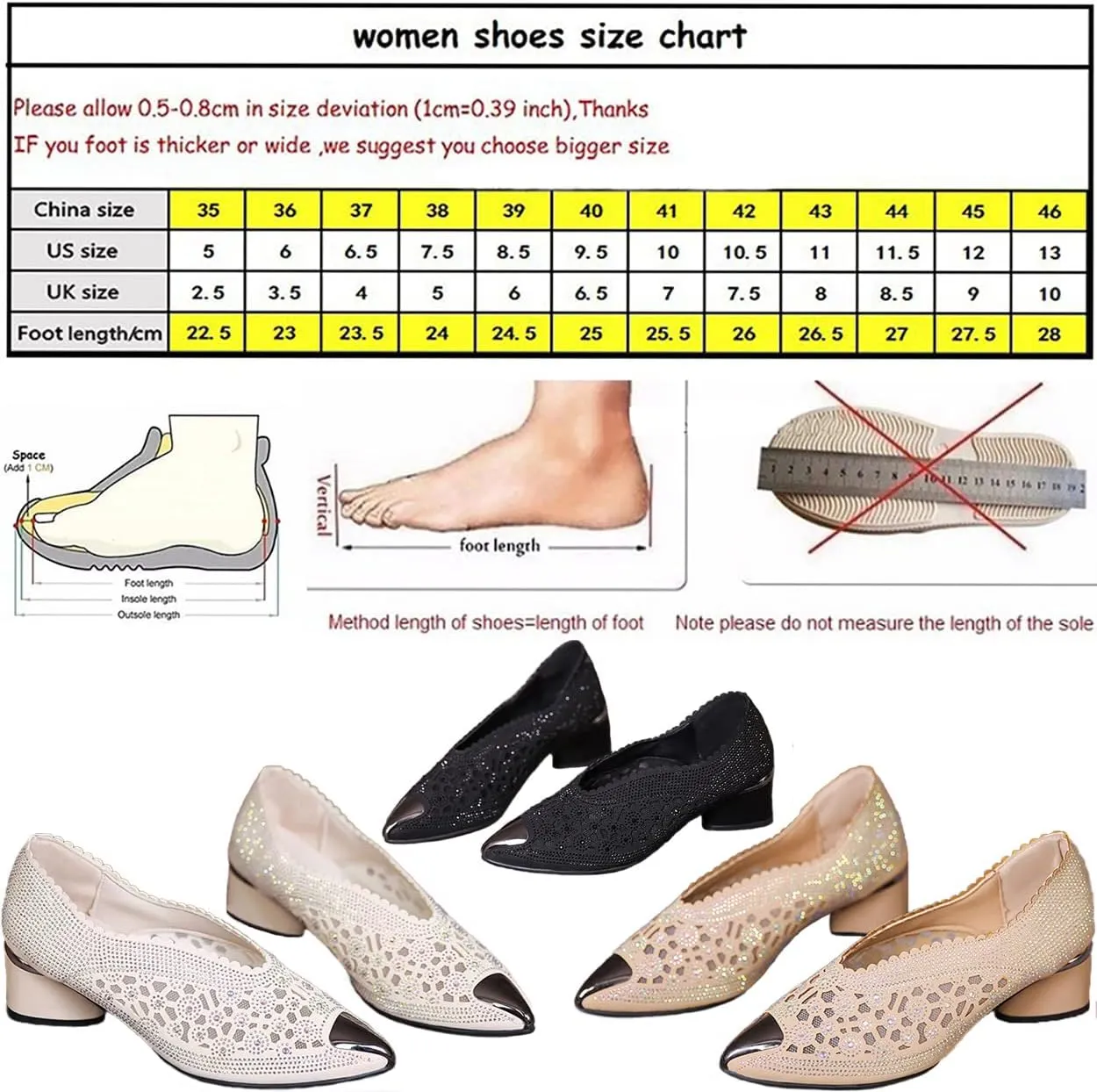 Women's Pointed Toe Slip On Block Heel Sandals Fashion Leather Mules with Iron Baotou Cutout Mesh Hot Drilling for Party Prom
