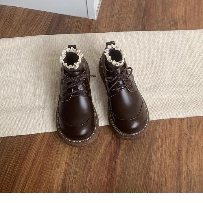 Women's Round Toe British Scholastic Style Derby Shoes