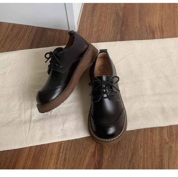 Women's Round Toe British Scholastic Style Derby Shoes