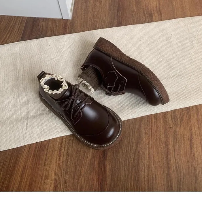 Women's Round Toe British Scholastic Style Derby Shoes