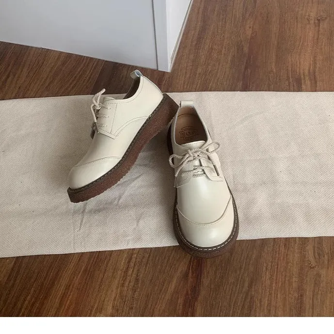 Women's Round Toe British Scholastic Style Derby Shoes