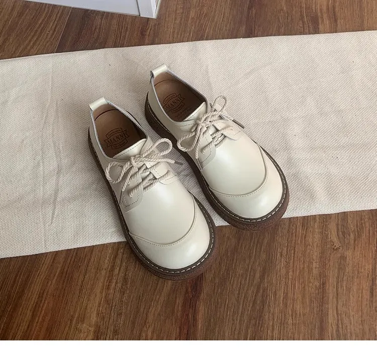 Women's Round Toe British Scholastic Style Derby Shoes