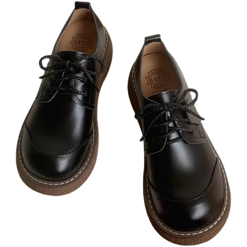 Women's Round Toe British Scholastic Style Derby Shoes