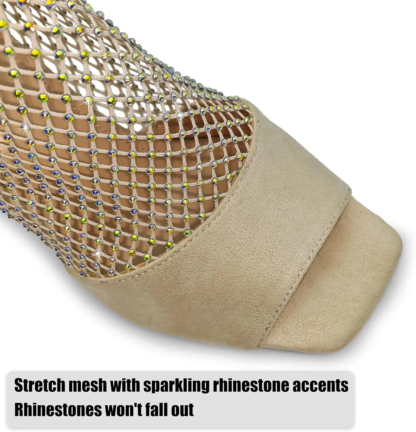 Women's sexy Suede Rhinestone mesh heels Sandal Unique wrap around Open toe Square Toe net Stiletto Zip High Heels Ankle Strap party Summer Shoes