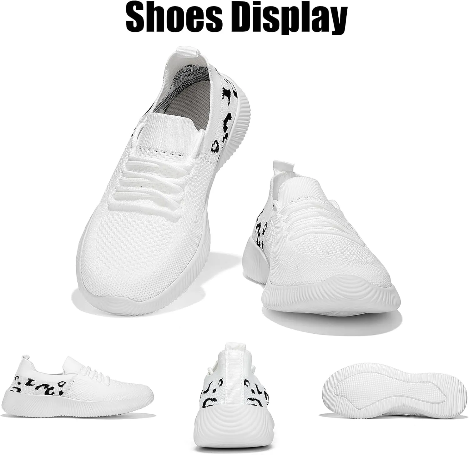 Women's Slip-On Shoes with Leopard Cheetah Print Casual Sneakers Crafted by Flying-Woven Tatting Breathable Mesh Fashionable Shoes for Ladies with Anti-Slip and Wear-Resistant Soft Outsole