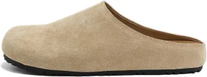 Women's Suede Clogs Soft Cork Footbed Leather Slip On Mules for Women Comfort Fall Mule Slide