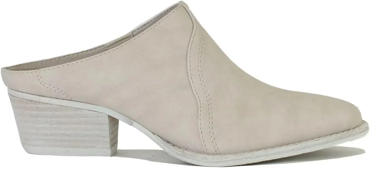 Women's Western Mules Stacked Block Heels Mules Comfort Pointed Toe Backless Slip on Slides Loafer Shoes