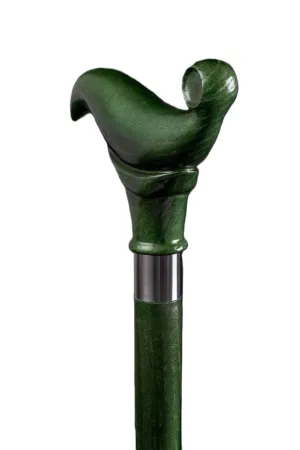Wooden Green Walking Stick - Premium Derby Walking Cane With Ergonomic Palm Grip Handle - 36" Designer Handmade Engraved Elegant Carved Canes For Men Women Comfortable Best Gift Idea