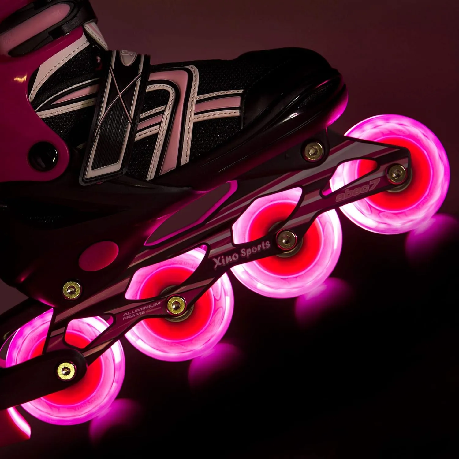 Xino Sports Kids Inline Skates for Girls & Boys - Adjustable Skates with LED Illuminating Light Up Wheels - Youth Skates for Indoors & Outdoors