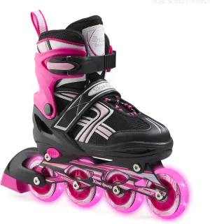 Xino Sports Kids Inline Skates for Girls & Boys - Adjustable Skates with LED Illuminating Light Up Wheels - Youth Skates for Indoors & Outdoors