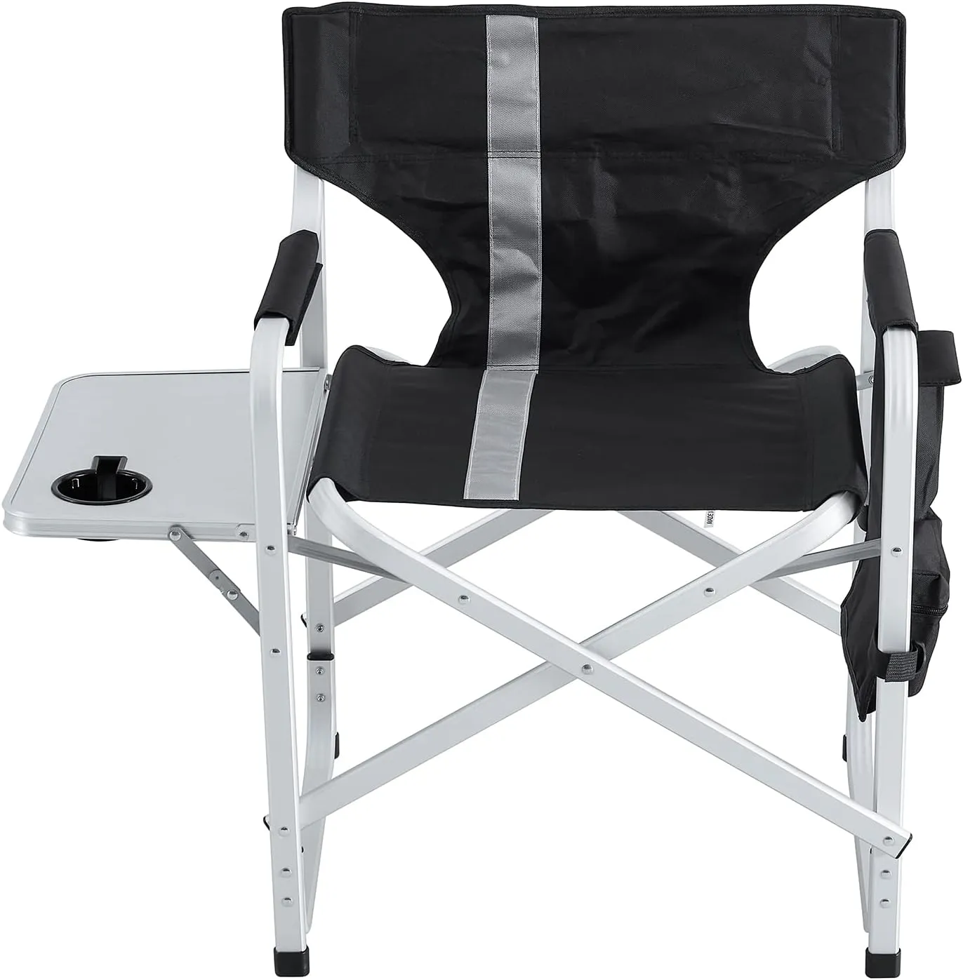 XXL Oversized Folding Camping Chair, Portable Aluminum Directors Chair with Side Table & Storage Pocket, Lawn Chairs for Fishing,Trip,Picnic,Lawn,Concert Outdoor, 1 PCS Black