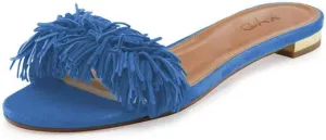 XYD Summer Fringe Slide Sandals Slip On Comfortable Slippers Solid Women Loafer Shoes Easy Walking