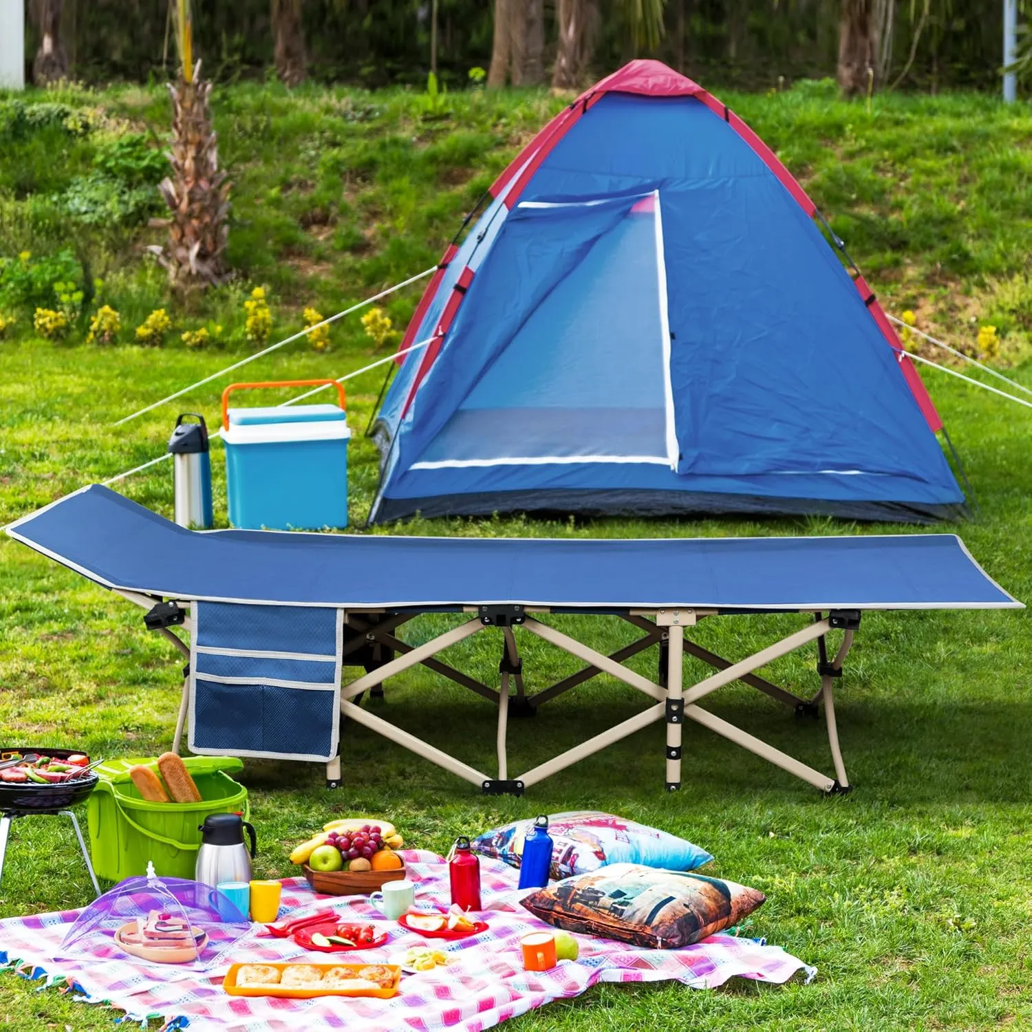 Yaheetech Folding Camping Cot, Portable Military Canvas Sleeping Bed, Outdoor Comfortable Lightweight Bed with Carry Bag for Hiking, Backpack Travel, Home & Office