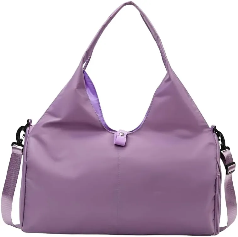 Yoga bag Women's sports fitness bag Hand luggage bag Wear-resistant large capacity storage travel bag,Lightweight leisure fitness bag. (lilac)