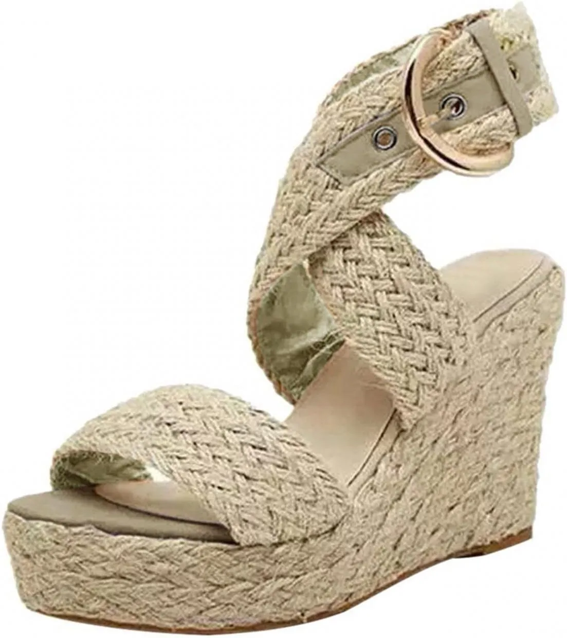 ZBYY Wedge Sandals for Women Wide Width Slingback Platform Open Toes Summer Cross Ankle Strap Espadrille Wedge Sandals