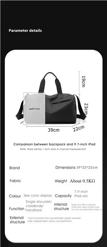 Zipper Large Capacity Oxford Travel Bags Solid Fitness Bags Thickened Fabric High Capacity Waterproof Luggage Sports Bags(1)